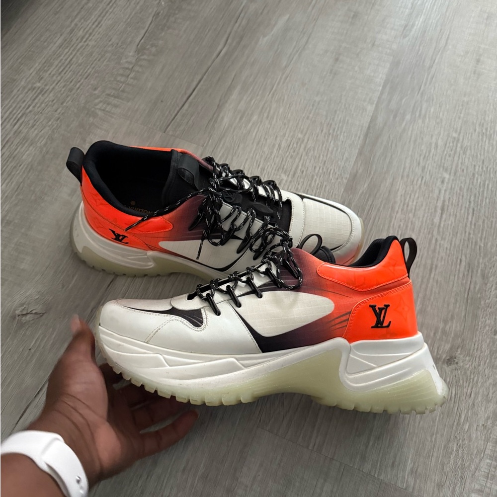 Louis Vuitton White and Orange Sneakers
